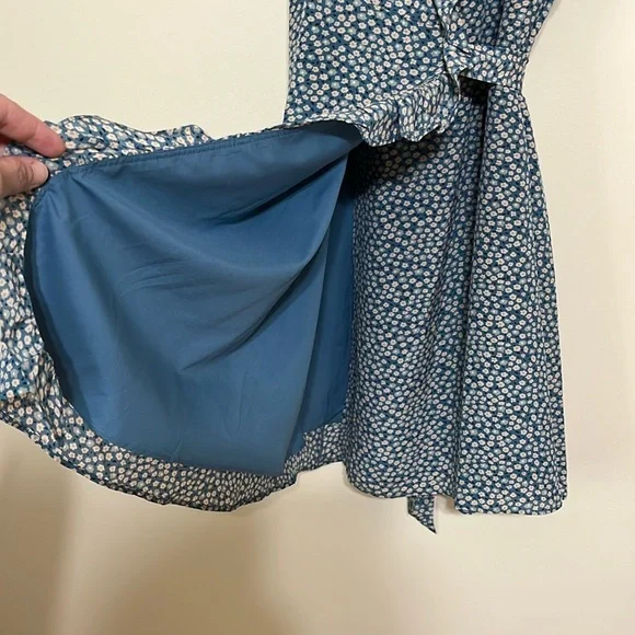 Madewell Silk Ruffle-Edge Wrap Dress Sz Small - Picture 6 of 10